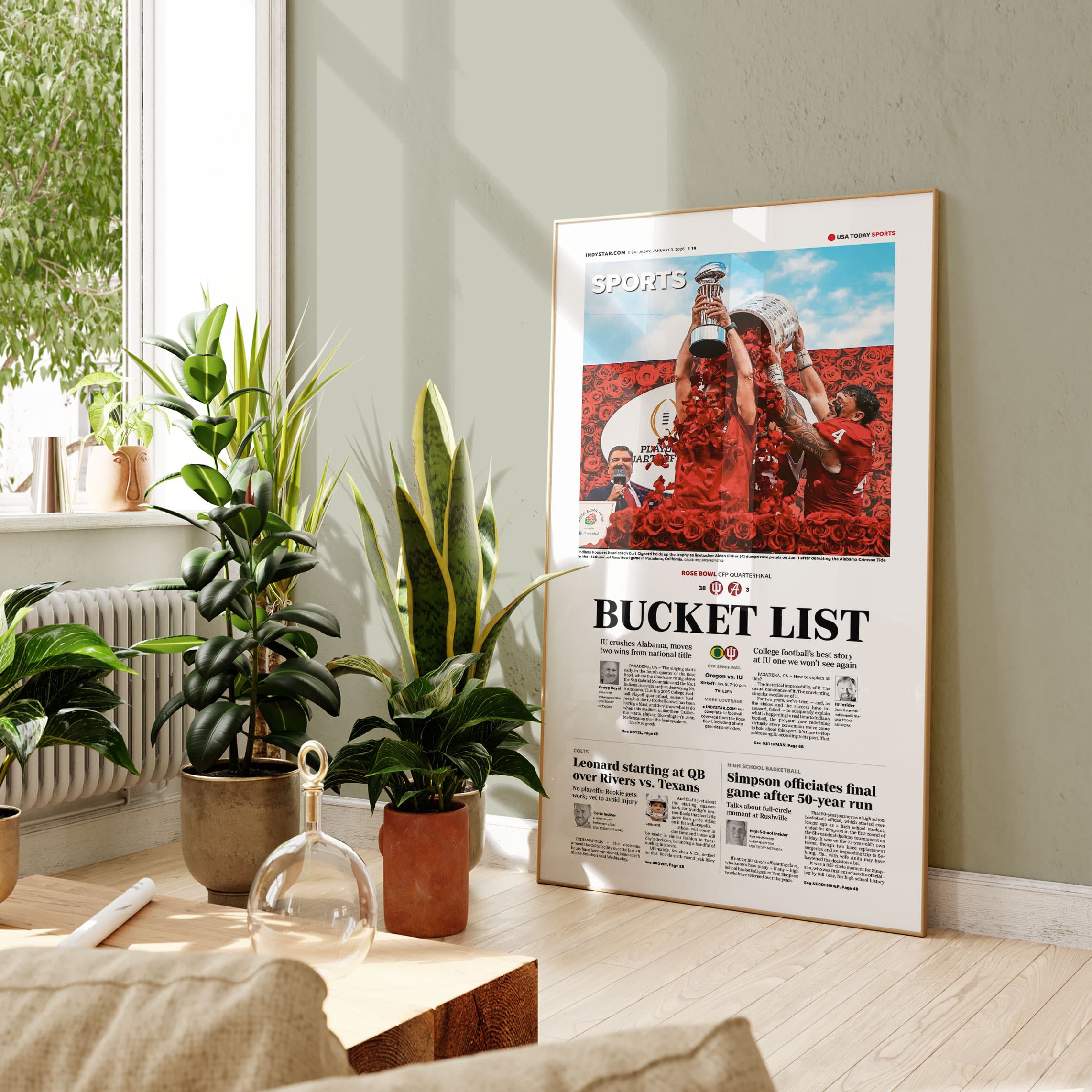 Indiana Football Rose Bowl Champs Front Page Wall Art - Image 10