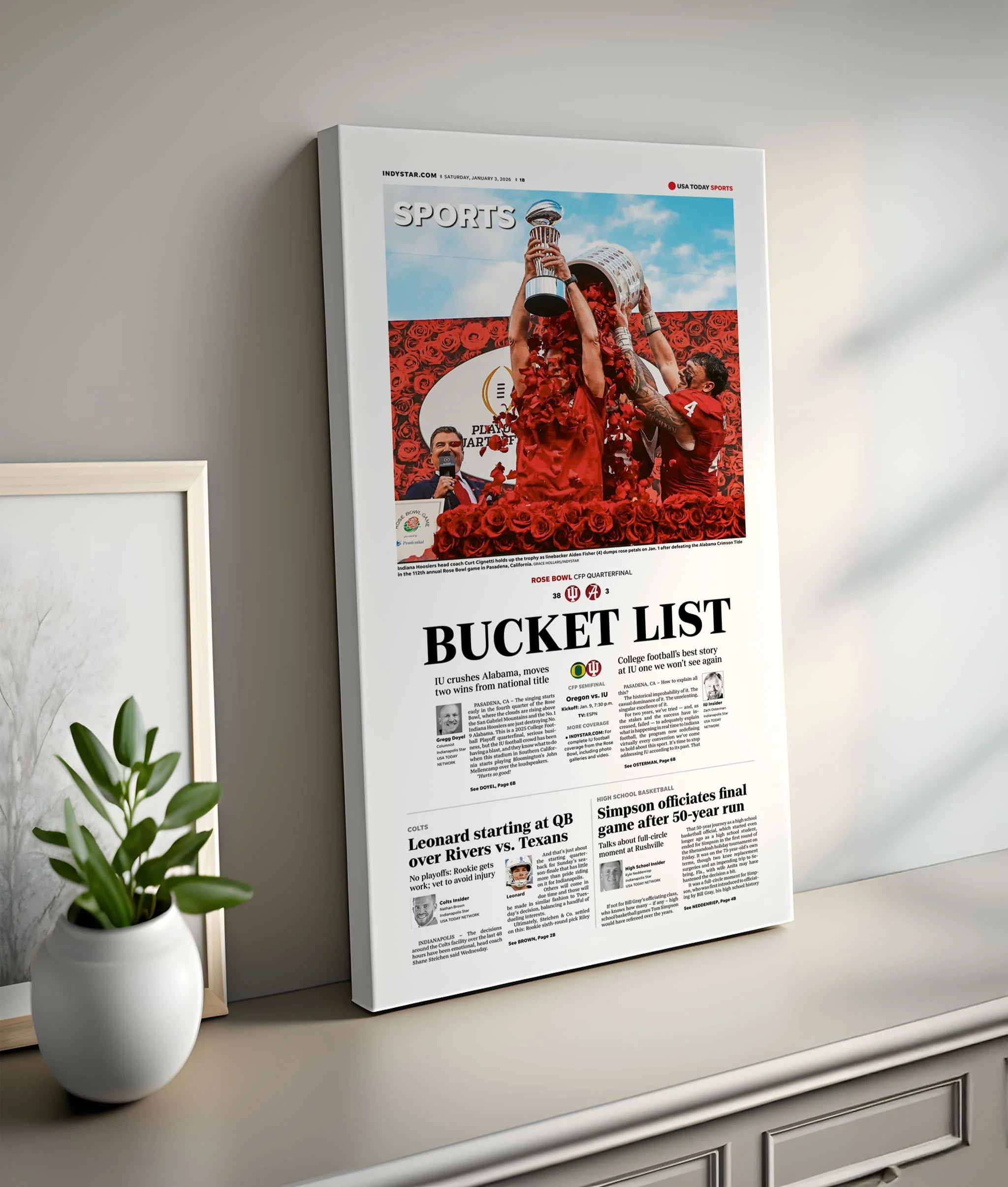 Indiana Football Rose Bowl Champs Front Page Wall Art - Image 11