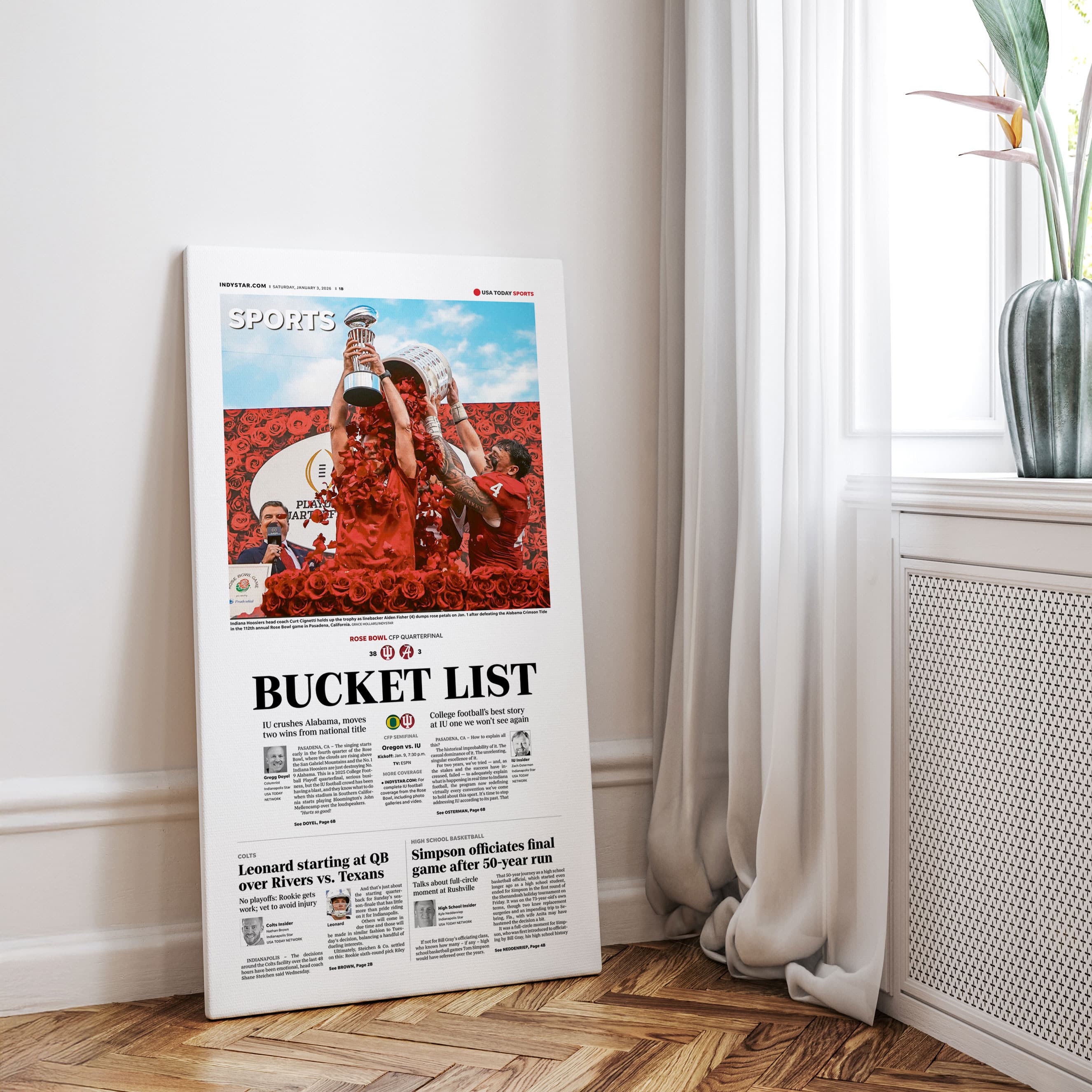 Indiana Football Rose Bowl Champs Front Page Wall Art - Image 5
