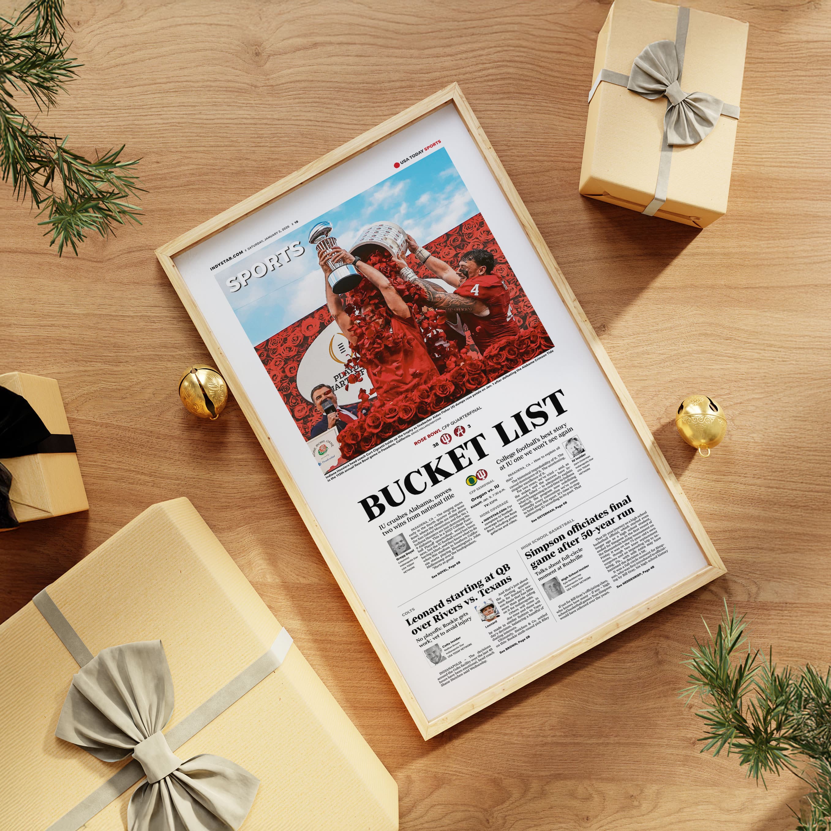 Indiana Football Rose Bowl Champs Front Page Wall Art - Image 6