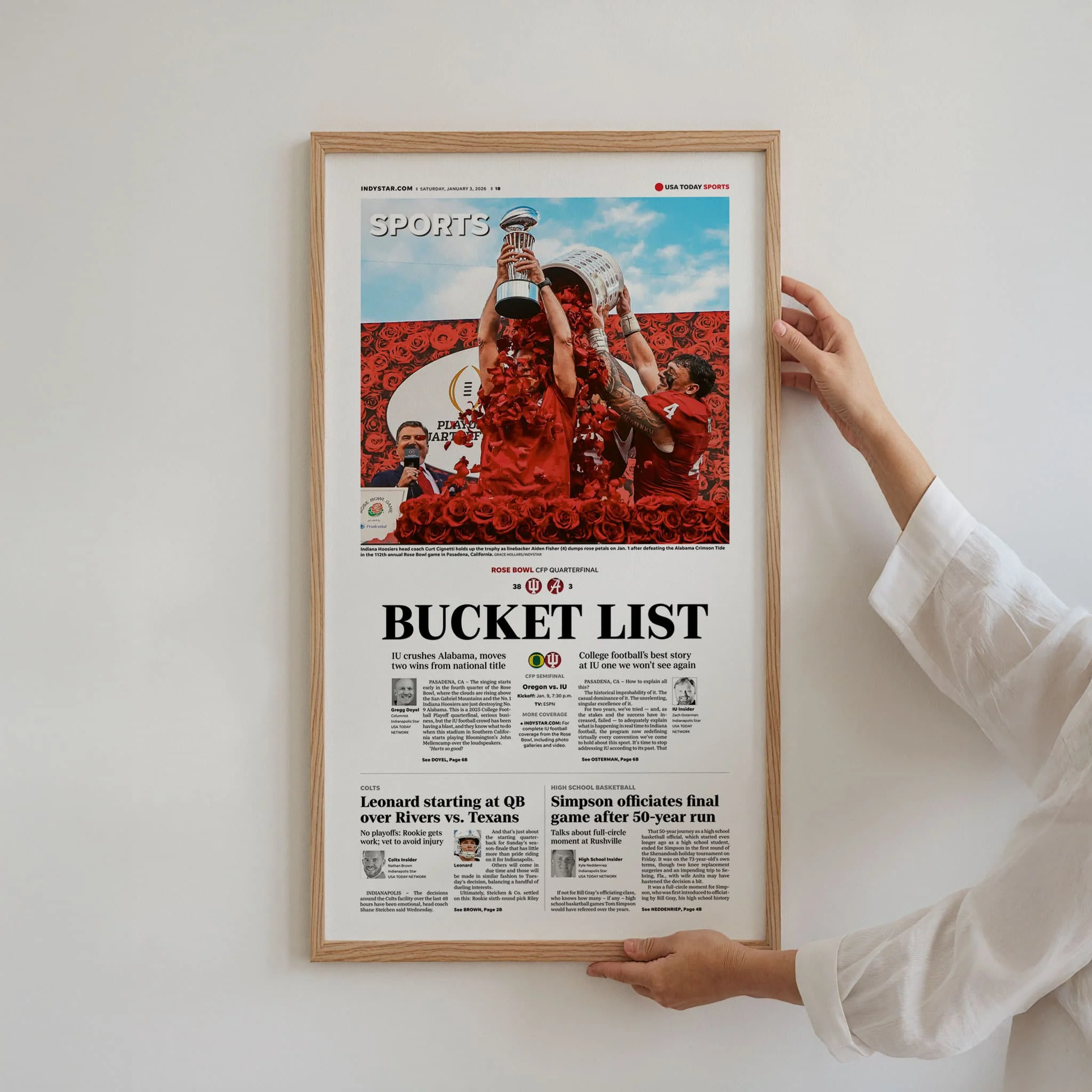 Indiana Football Rose Bowl Champs Front Page Wall Art - Image 9