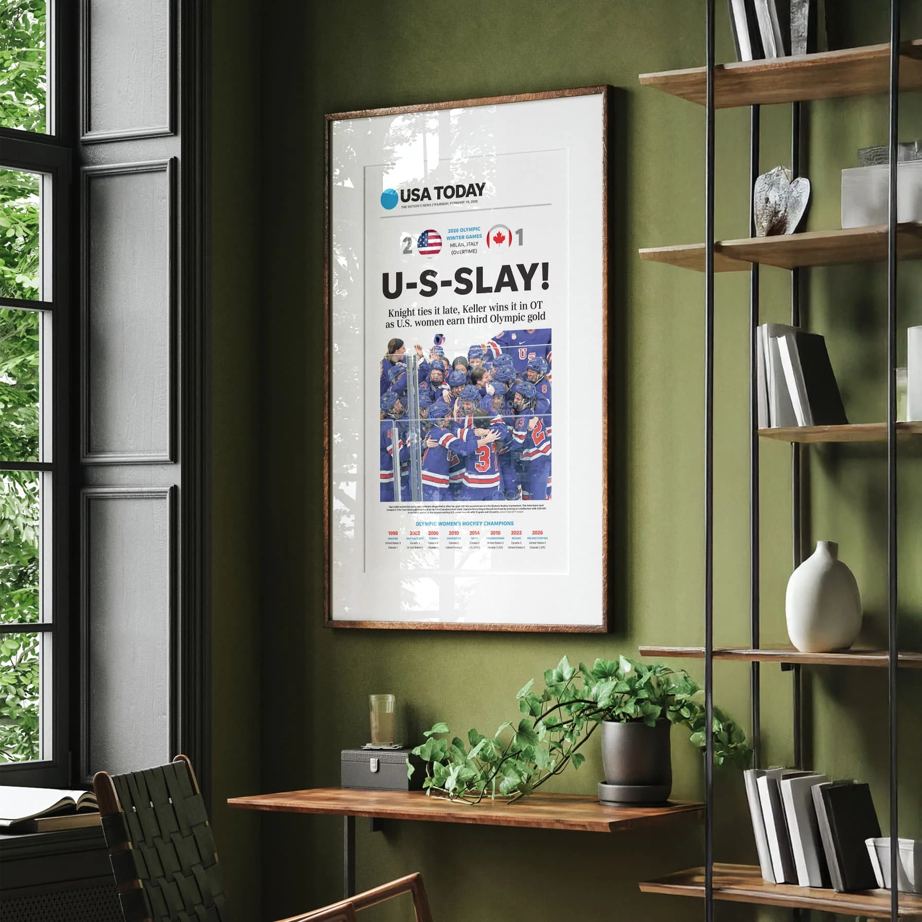 Olympics U-S-SLAY Team USA Women's Hockey Front Page Wall Art - Image 4