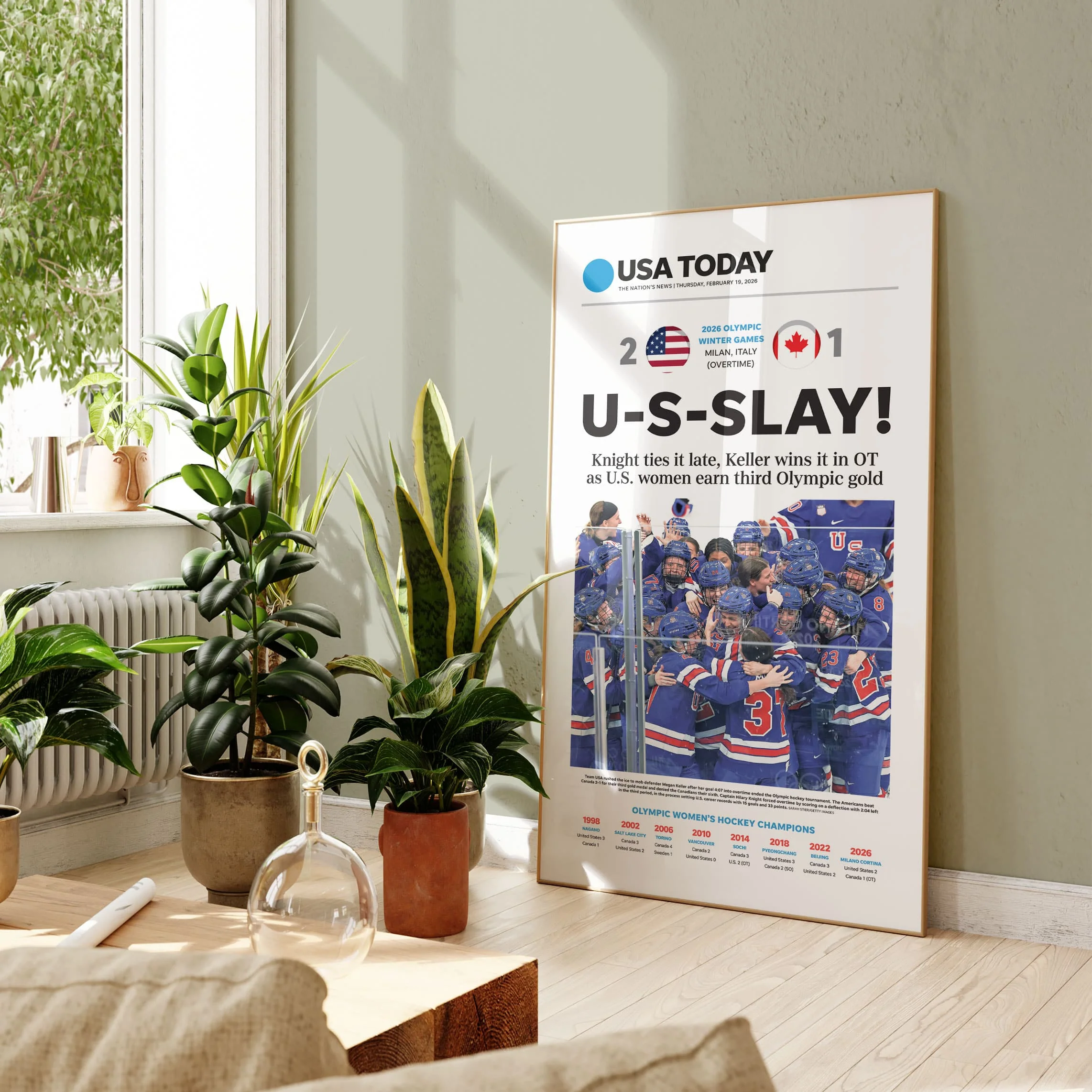 Olympics U-S-SLAY Team USA Women's Hockey Front Page Wall Art - Image 8