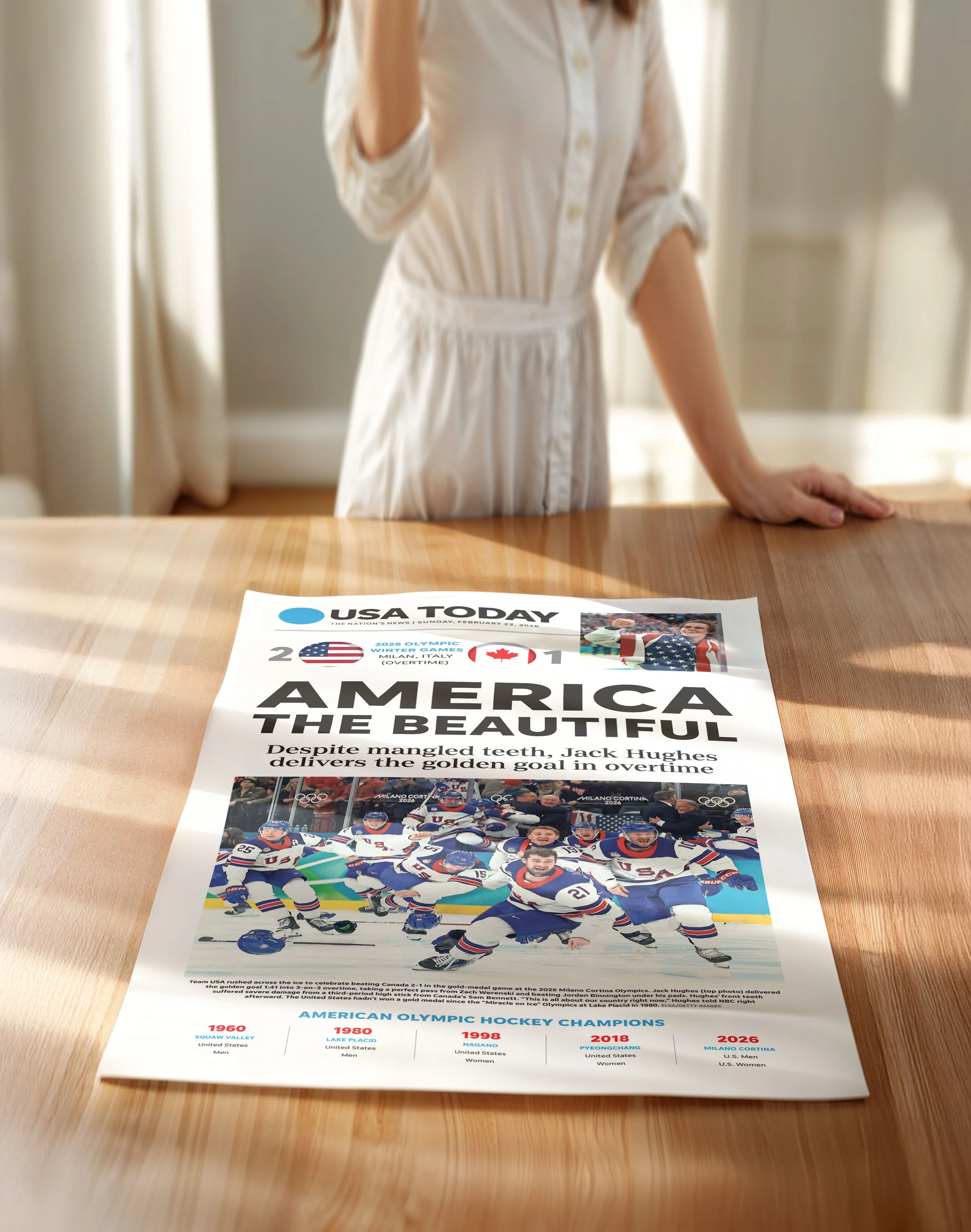 Team USA Hockey Olympics 2026 Gold Front Page Wall Art - Image 12