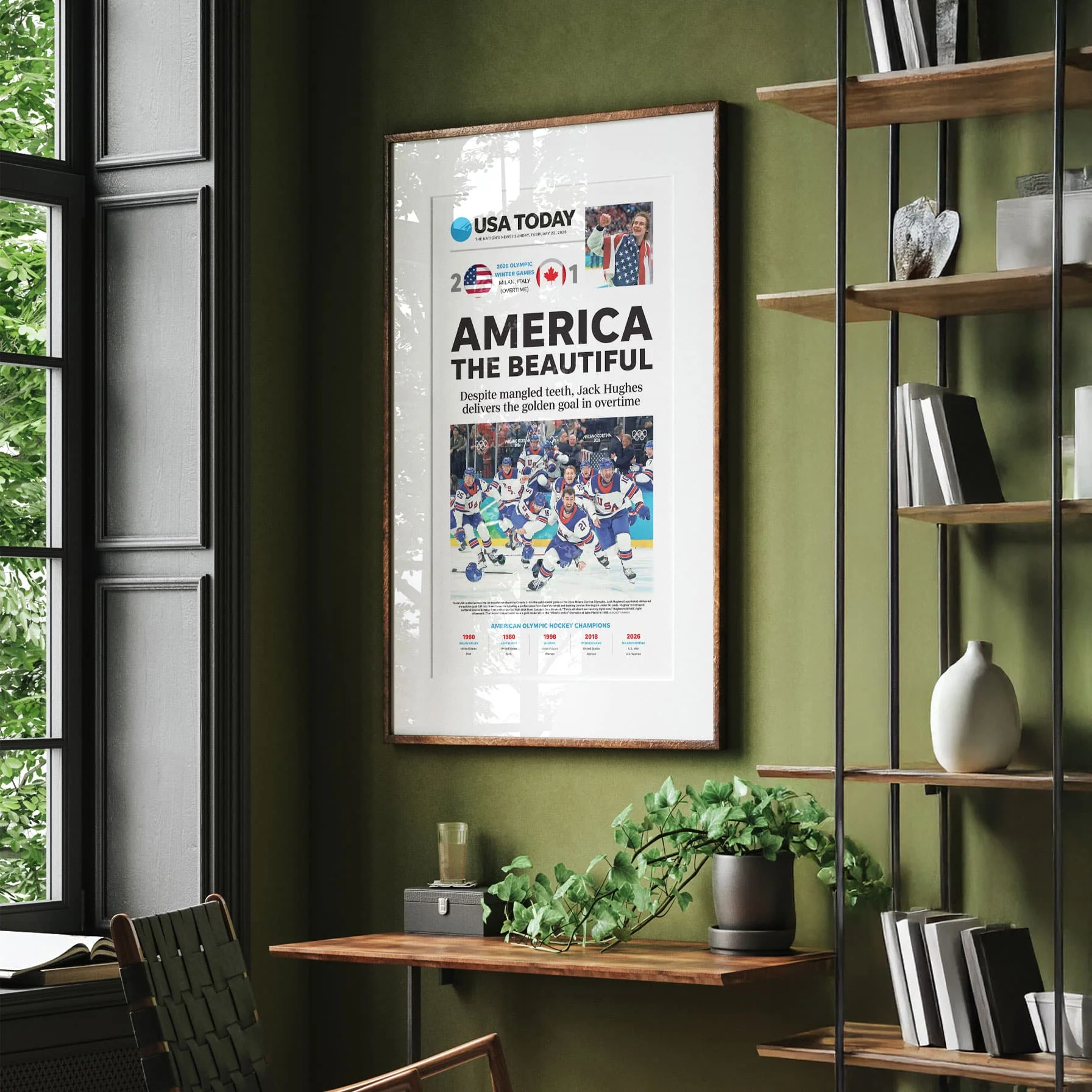 Team USA Hockey Olympics 2026 Gold Front Page Wall Art - Image 4
