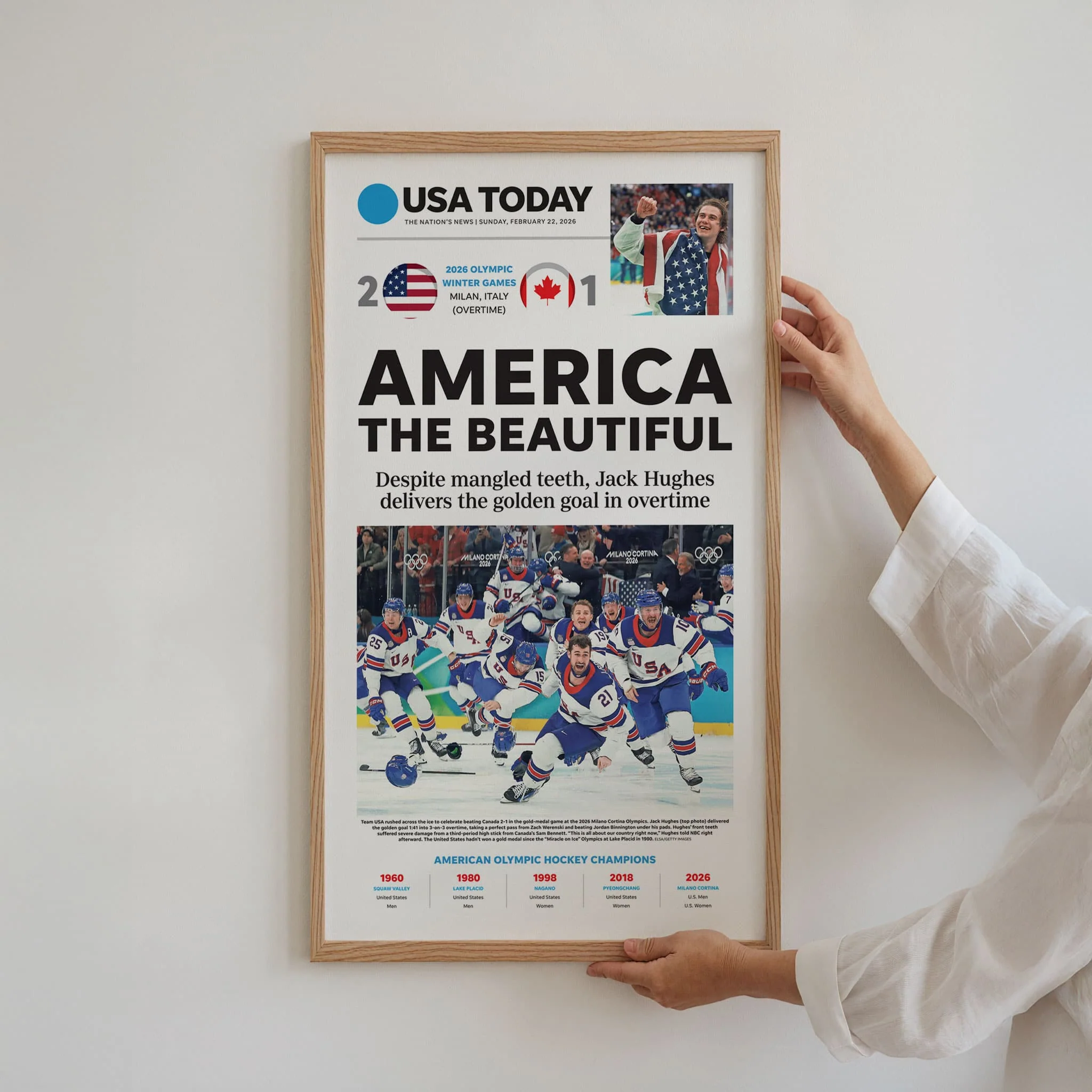 Team USA Hockey Olympics 2026 Gold Front Page Wall Art - Image 6