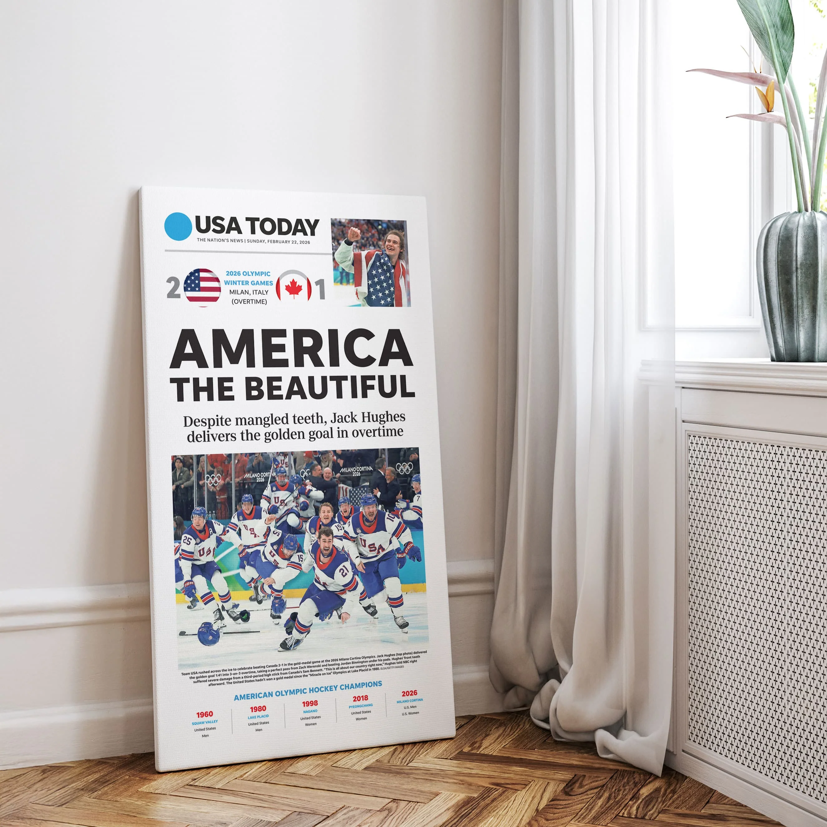 Team USA Hockey Olympics 2026 Gold Front Page Wall Art - Image 7