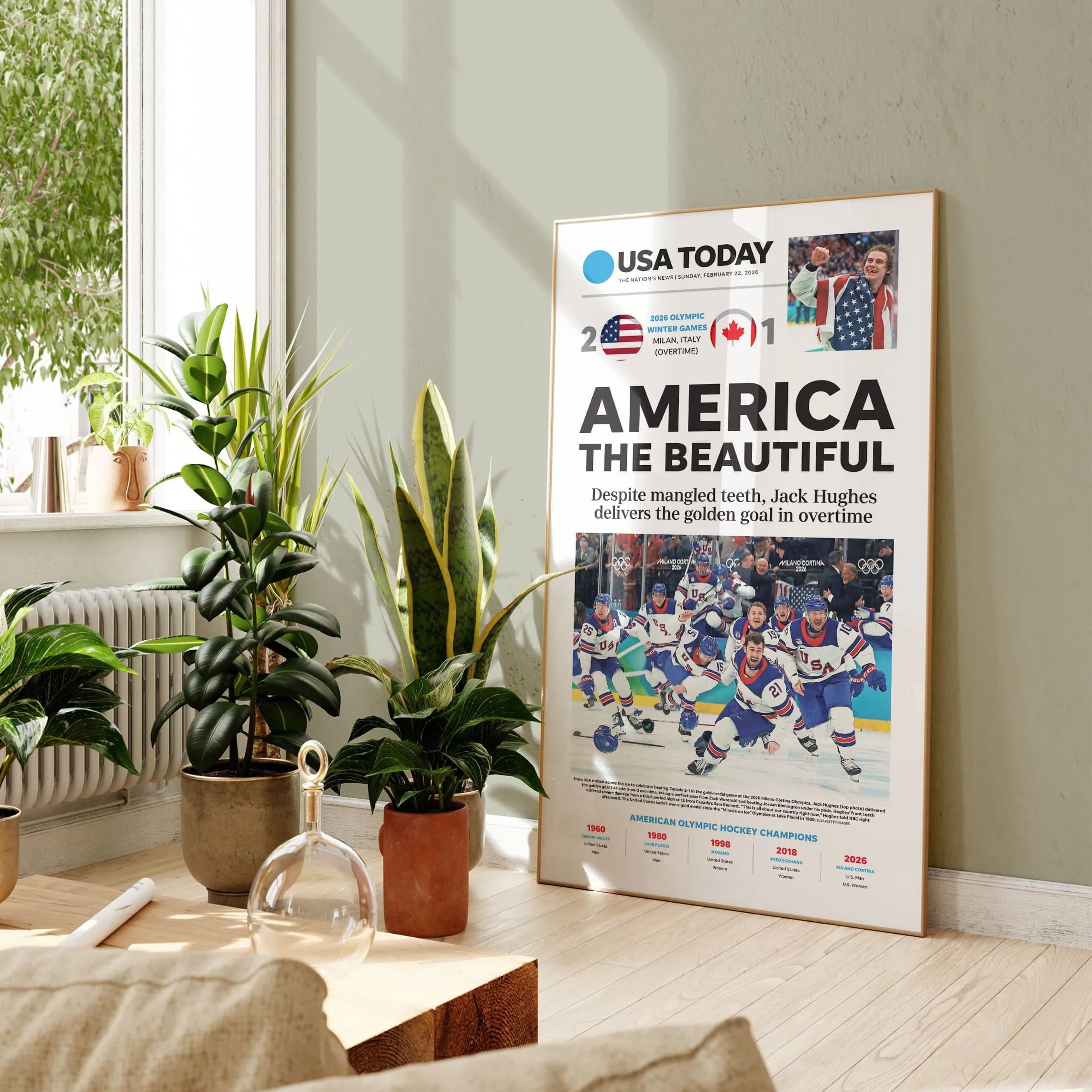 Team USA Hockey Olympics 2026 Gold Front Page Wall Art - Image 9